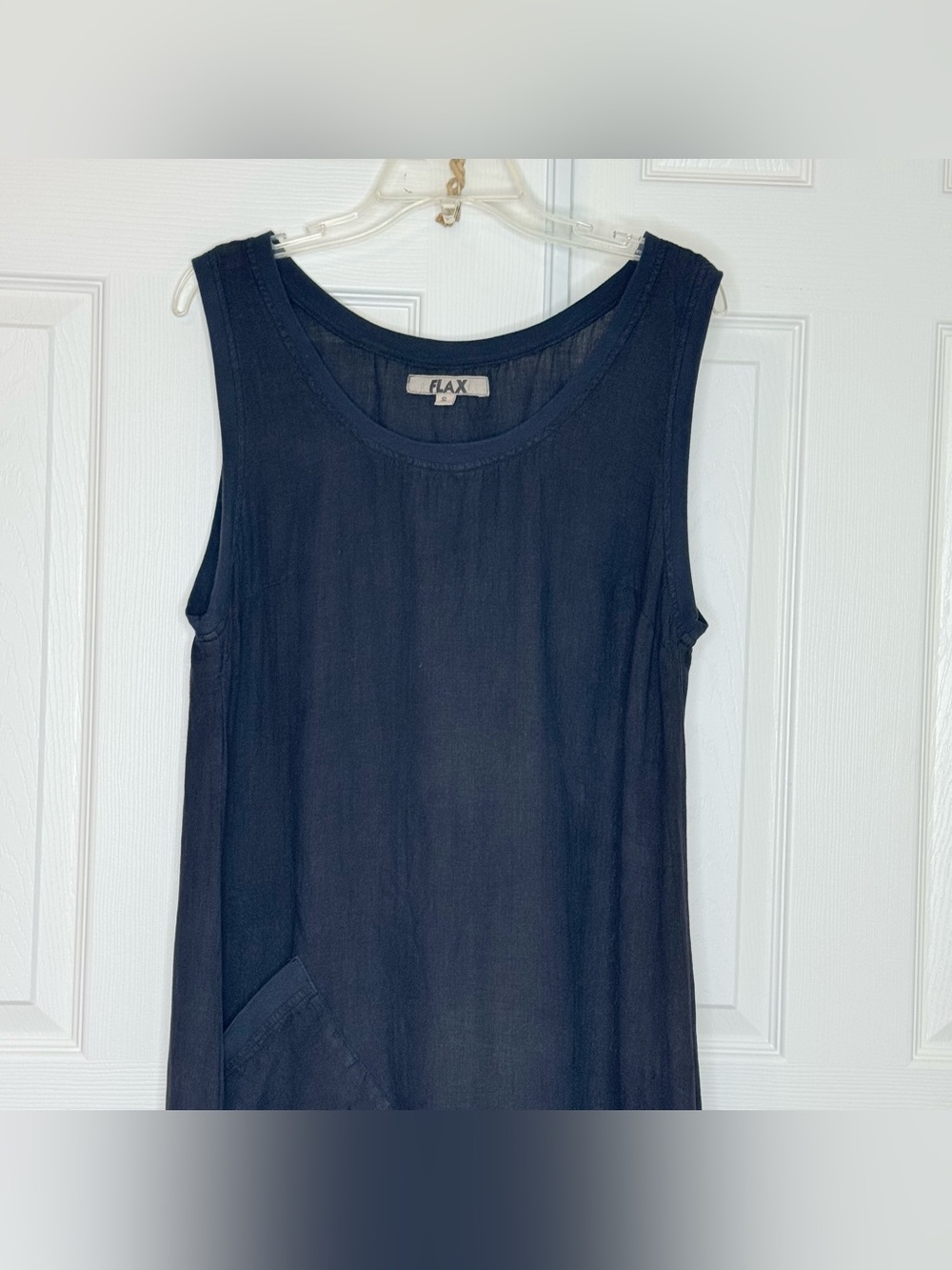 FLAX Black Sleeveless Linen Maxi Dress Size S Lagenlook - Picture 2 of 12